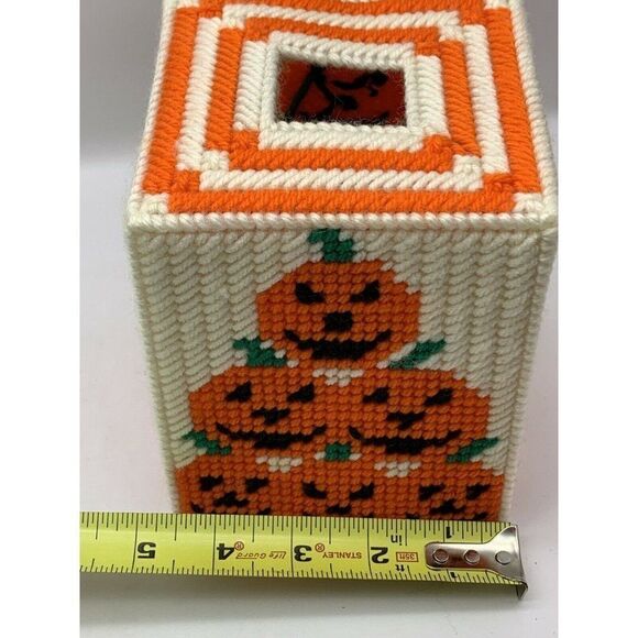 Vintage Halloween Tissue Box Holder Jack O Lantern - Picture 4 of 9